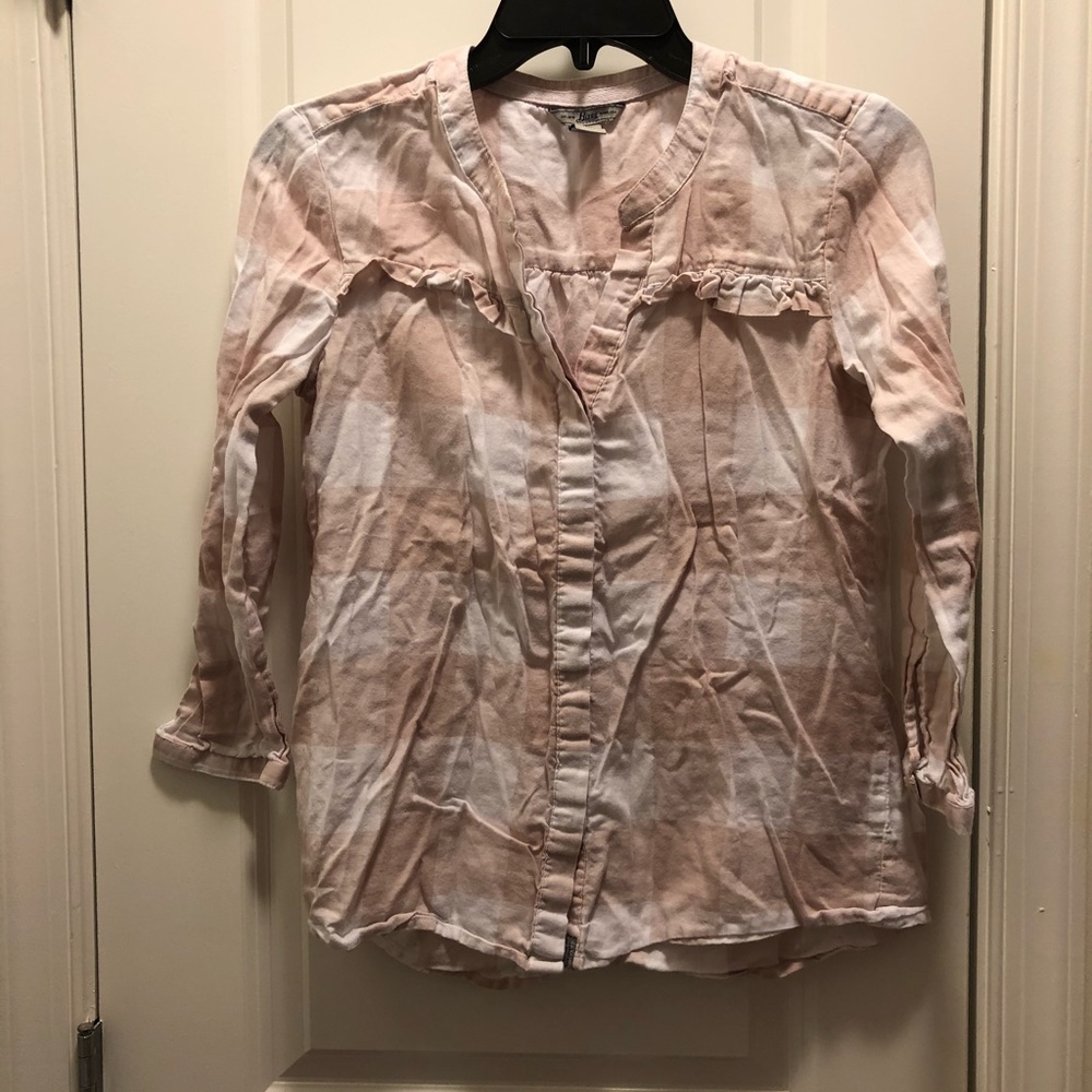 Plaid pink and white top